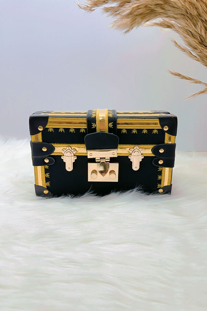 Vintage Box Clutch- Black