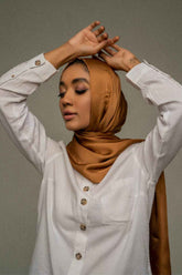 Premium Silk Hijab - Almond