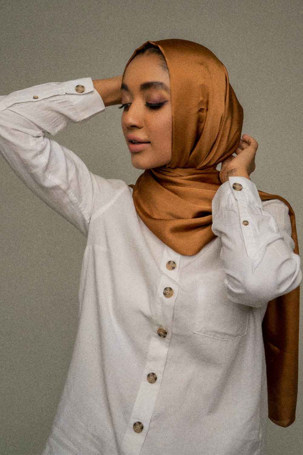 Premium Silk Hijab - Almond