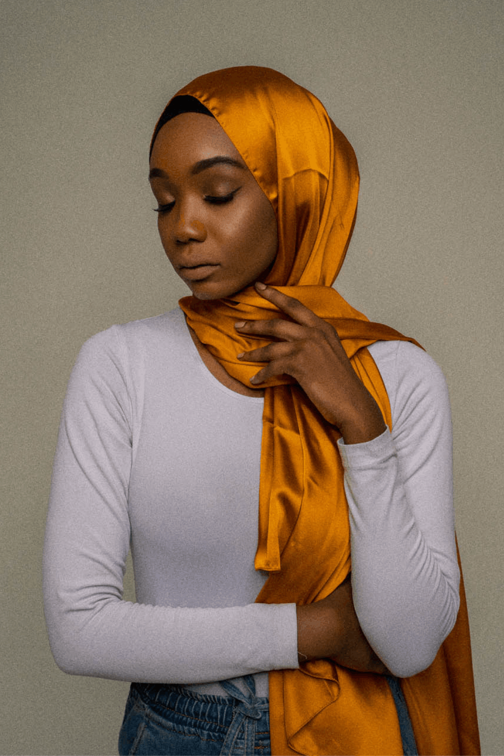 Premium Silk Hijab - Saffron