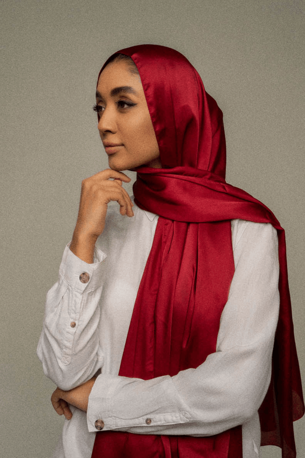 Premium Silk Hijab - Ruby Red